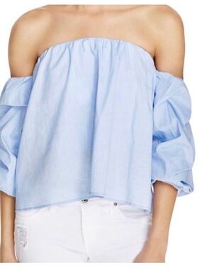 Bardot Caught Sleeveless Bustier Puff Sleeve Top